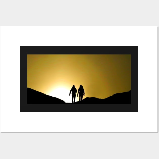 Silhouette of walker's on the peak of mam tor derbyshiire Wall Art by Simon-dell